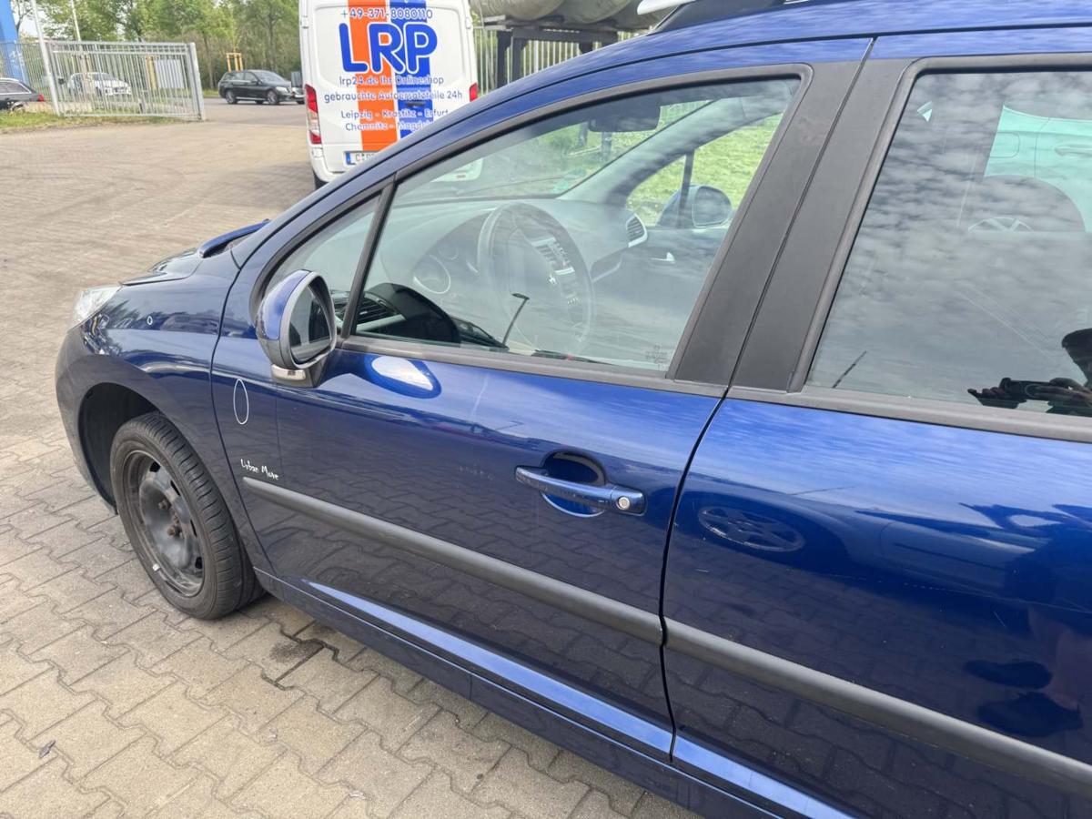 Peugeot 207SW original T&uuml;r vorn links KPL Montebello blau Rohbau Bj.2009